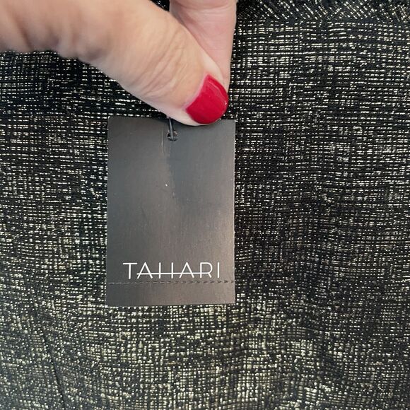 NWT Tahari Blouse XL Peplum Top Metalic Black Gold Holiday Party Date Wedding - Picture 7 of 15
